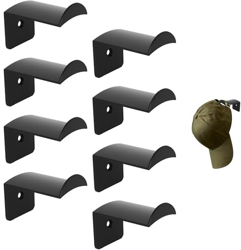ZHABAYEN 8 Pcs Adhesive Hat Hooks,No Drilling Cap Hooks for Wall