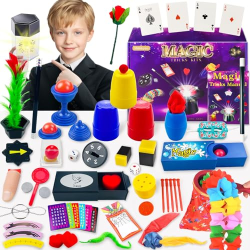 Mekkyes Giochi di Magia per Bambini - 80+ Giochi Bambini con Bacchetta Magica & Istruzioni, Incredibile Trucchi di Magia, 3-12 Anni
