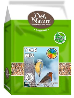 DELI NATURE Year Mix - Mixtura Premium para Aves Silvestres y Exóticas, 4 kg, Dieta Completa de Alta Energía para Todo el Año, Rica en Semillas Seleccionadas, Avena y Fibras Naturales