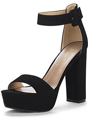 DREAM PAIRS Womens HI-LO High Heel Platform Pump Sandal Orinthia,Size 6.5,Black/Nubuck,HI-LO