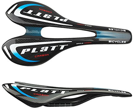 PLATT Sillín de Bicicleta Sport Súper Ligero 3K Carbono Sillín MTB Asiento de Bicicleta de Carretera, Brillante