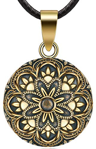 EUDORA Harmony Ball Graviditet Bola-halsband med handavtryck, halsband musik boll hänge för gravida kvinnor, blivande mamma, originalgåva, 76 cm +114 cm, 114 cm - 45 cm, Koppar, Ingen ädelsten