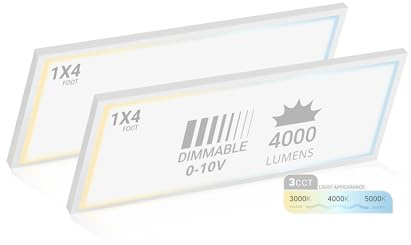 NUWATT 2 Pack 1x4 FT LED Surface Mount Panel 120-277V Universal Voltage, 3CCT 3000K/4000K/5000K Selectable, 4000LM, 40W, Internal Driver, 0-10V Dimmable, 12x48 Inch Flush Mount Ceiling Light, 1 Thick
