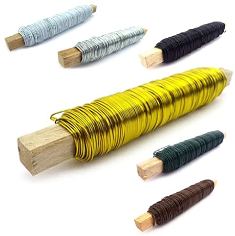 Blumendraht Draht Floristikdraht Bindedraht Wickeldraht Basteldraht Metalldraht 50 Meter Gold (Gold)