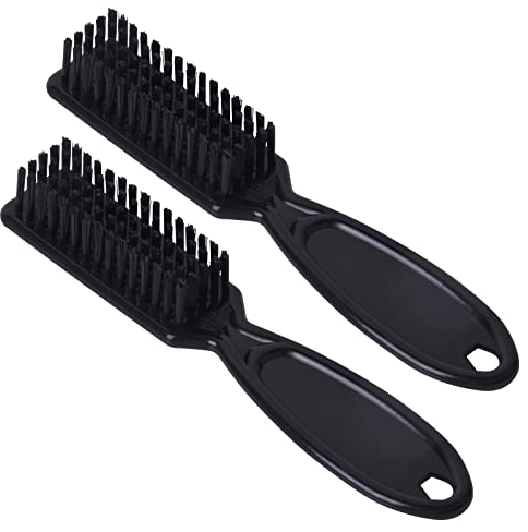 Lot de 2 Brosses de Nettoyage en Nylon, Brosse à Cheveux Homme Brosse Coiffeur, Brosse de Nettoyage de Lame de Barbier, pour Nettoyage de Tondeuse(Noir)