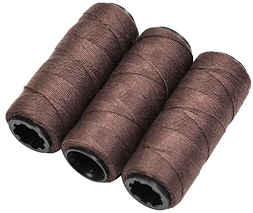 3 Rolls Sewing Threads Weaving Thread for Making Wigs Hand Sewing Hair Weft DIY (Brown)