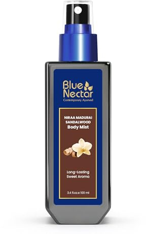 Blue Nectar Niraa Madurai Sandalwood Body Mist for Long Lasting Freshness and Aromatic Body Fragrance