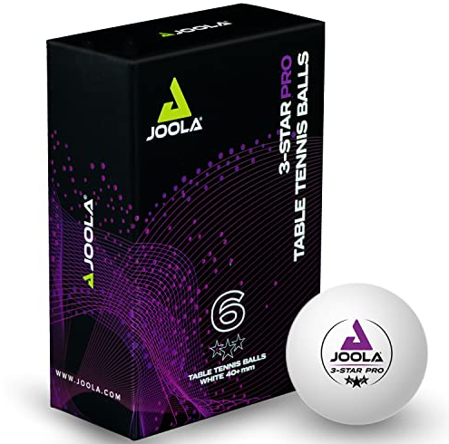 JOOLA Tischtennisbälle 3-Star PRO 40+mm Durchmesser, 3-Stern Premium Tischtennis Bälle Indoor und Outdoor Kompatibel, Weiß, 6 Stück