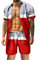 Herren Hemd Set Hawaii 2023 Sommer Trainingsanzug Kurzarm Kleidung Set T-Shirt Top Shorts Blumen Bedrucktes Freizeitanzug Mode Floral Zweiteiler Jogginganzug Rundhals Casual Outfits(Red,L)