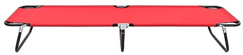 Homgoday Klappbare Sonnenliege, roter Stahl, Liegestuhl, Liegestuhl für den Außenbereich, Garten, Sonnenliegen für Strand, Terrasse, Pool und Camping