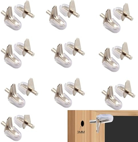 LiJuanWang Regalträger Bodenträger,20 Stück Regalträger Stützen,3 mm Bodenträger Glas-Bodenträger,Regal Bodenträger Regalstifte,für Schrank Bücherregal Möbel
