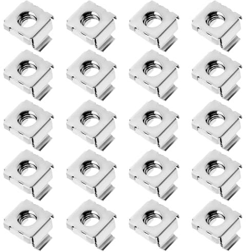 EMSea 20 Lot écrous à Cage M6 en Acier Inoxydable 304 pour Armoires Réseau Armoires de Serveur Boîtiers électroniques Racks Argent