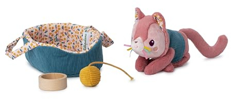 Lilliputiens - Plüschtier Jeanne, die Katze und Ihr Korb - Kuscheltier Katze mit Korb und Zubehör - Elektronisches MIAU-Geräusch - REGT die Fantasie an - Ab 12 Monate.