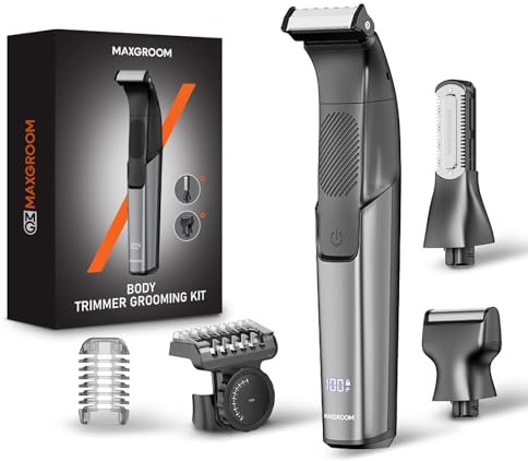 Intimrasierer Mann Elektrisch,MAXGROOM Rasierer Herren Intimbereich mit Führungskamm, Nass-Trocken IPX6 Barttrimmer,3-in-1 Körperhaartrimmer für Beard Konturen Bikini Rücken,Wasserdichter Intimtrimmer