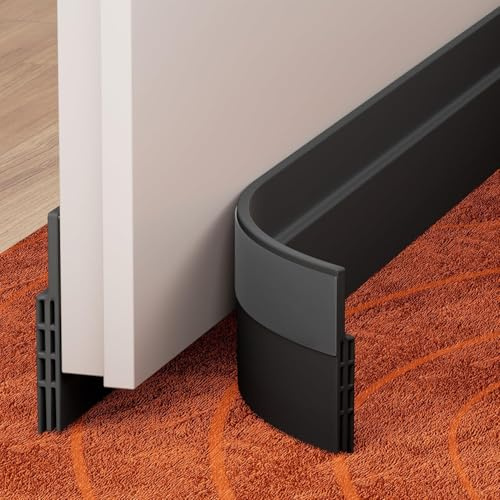 Burlete puerta entrada, burletes para puertas, ideal bajo puertas para el frio entrada, protección contra polvo, aislamiento del viento y sellado térmico (1X1 negro)