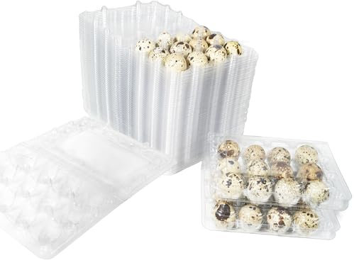 Boîte à Œufs de Caille - Lot de 50 Boîtes à Œufs en Plastique PET de Haute Qualité 12 Grilles - Empilable, Réutilisable et Sécurisée