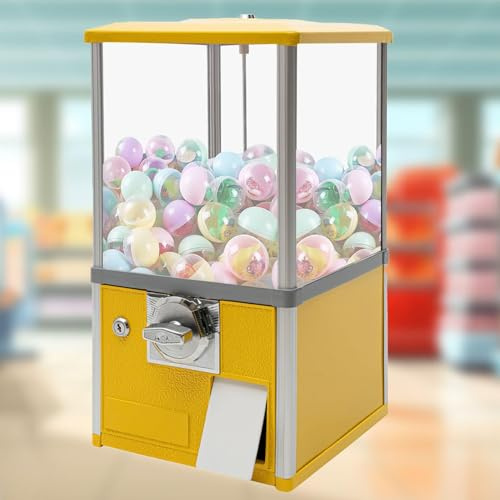 YHNNH, Máquina expendedora de monedas de 25 centavos,Máquina comercial de chicles de 21 pulgadas,Máquina independiente de chicles de caramelo,Máquina de dulces de máquina de premios,Rojo(Yellow)
