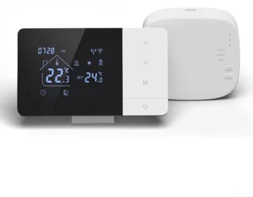 Sumsoctober Thermostat de chaudière sans fil avec modes de refroidissement et commande vocale via l'application Tuya (avec WiFi)