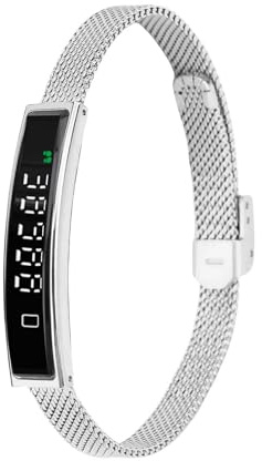 Luocute Bracciale Fitness Tracker Intelligente, Braccialetto Fitness Tracker Bluetooth 5.3 Resistente All'acqua Dal Design Leggero con APP, Adatto per la Corsa (SILVER)