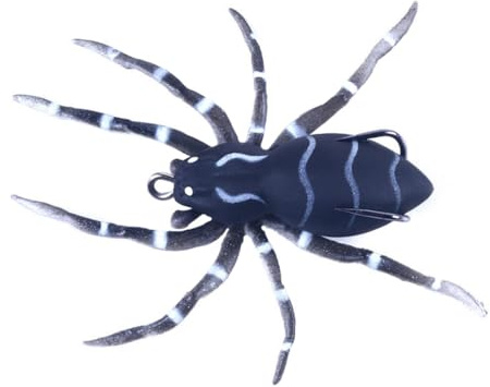 VINTORKY Leurre Souple 3D Araignée Noir Taille 3 Appât Artificiel Réaliste pour Pêche en Eau Douce et Salée, Leurre de Simulation pour Truite et Carnassiers, Accessoire Pêche au Bar