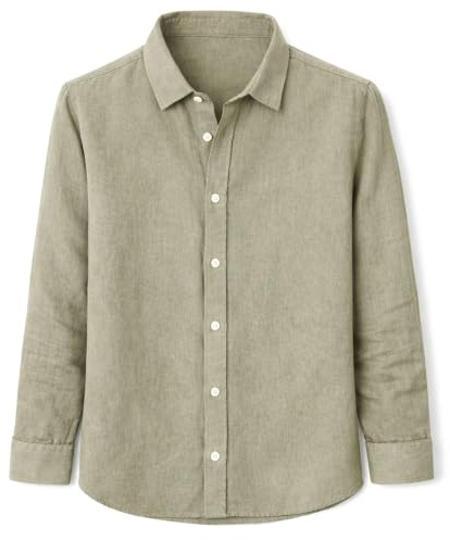 Blue coast yachting Camisa 100% Lino para Hombre de Manga Larga | Corte Regular Fit Jaspeado | Camisa Casual Transpirable para Verano, Playa y Eventos