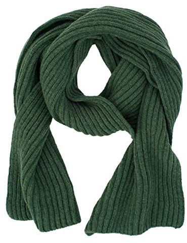 FosterNatur, dam/herr merino halsduk tjock ribba, 100 % ull merino extra fin, Grön, 30 x 170 cm, 300 Gramm