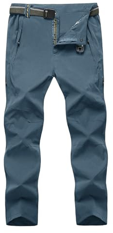 TBMPOY Men's Lightweight Hiking Pants Quick Dry Mountain Fishing Camping Travel Outdoor Pants Thin Stone Blue XL