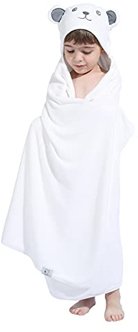 HIPHOP PANDA Hooded Towel for Kids - Viscose Derived from, 30 X 50 INCH Large Size for 3-10 Yrs - Premium Kids Bath Towel Beach Towels Wrap for Girls, Boys, Bear