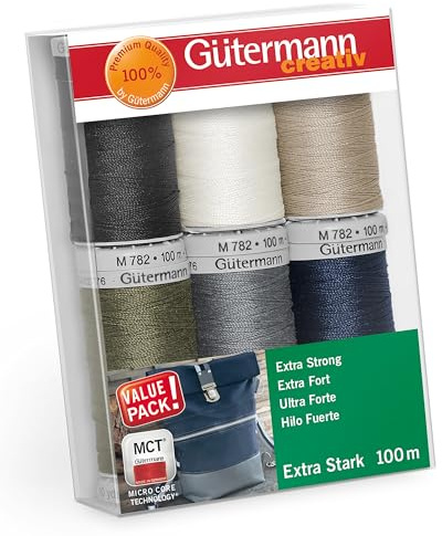 Guetermann creativ Set filo da cucito con 6 bobine Ultra Forte 100 m nei colori base