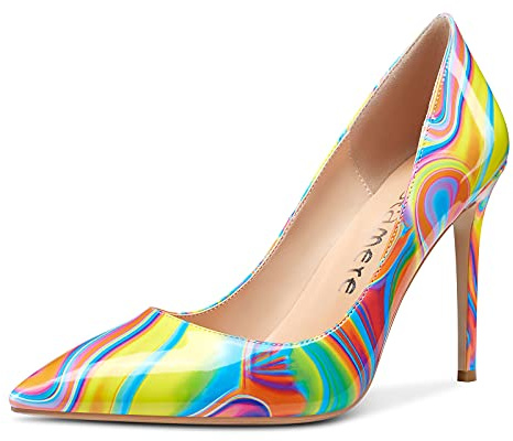 Castamere Scarpe col Tacco Donna Moda High Heels Pumps Tacco a Spillo 10CM Multicolore Arcobaleno Scarpe EU 36