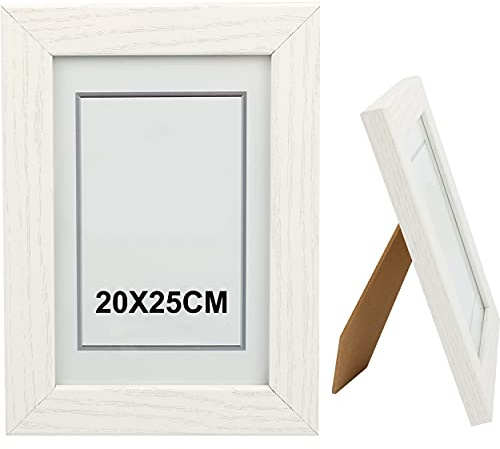 H HANSEL HOME Cadre photo 20x25 cm, blanc, bois, verre, décoration