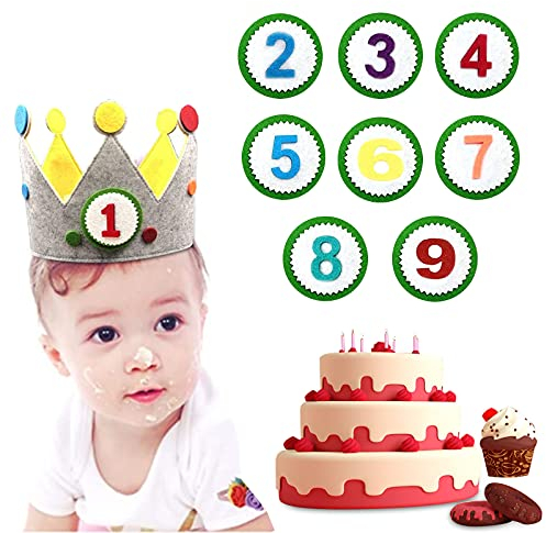 Geburtstagskrone Kinder, Geburtstagskrone Junge & Mädchen, Krone Geburtstag mit Auswechselbaren Zahlen von 1-9, Unisex Party Deko Hut, Krone Geburtstag für Jungs Mädchen Kindergeburtstag