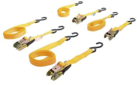 BGS Diy 6831 | Knarren-Spannband-Satz | mit schweren Haken | 5 m x 25 mm | 4-tlg.