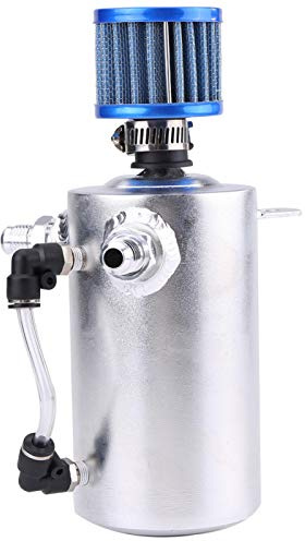 Tanque de Captura de Aceite, 0.5L de Aluminio Universal para Motor de Automóvil Tanque de Captura de Aceite Depósito de Lata Filtro de Ventilación para Lata de Captura de Filtro(Plateado SI-A0409)sopo