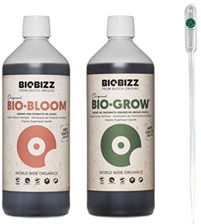 BioBizz Bio Grow + Bio Bloom 2x500 ml Set Blüte NPK Wachstum Dünger + Pipette