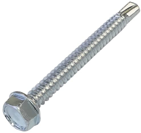 AERZETIX - C57393 - Uppsättning av 20 självborrande skruvar med krage/stämplad fot Ø 6,3x63 mm - sexkantshuvud utskärning 10 mm - DIN 7504K - i stål - silverfärg