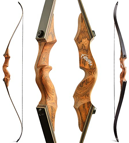 60 Zoll Bogenschießen Takedown Recurve Bogen und Pfeile Set Traditioneller Jagdbogen Erwachsener Holz Bogen Griff 20-60lbs Longbogen für Rechtshand Bogensport (25lbs, Gelb)