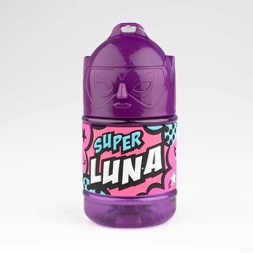 Personalisierte Kinder-Trinkflasche mit Strohhalm – Super Luna