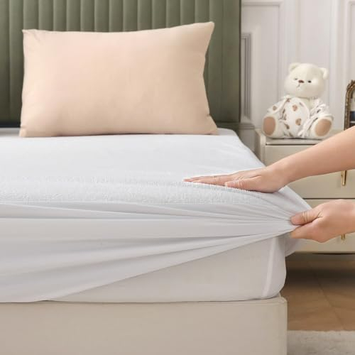 Bedecor Coprimaterasso Matrimoniale 160x200 Impermeabile su 5 Lati in Cotone Cerata per Letto Protezione Salva Materasso Traversa, Certificato OEKO-TEX, Proteggi Materasso, Lavabile