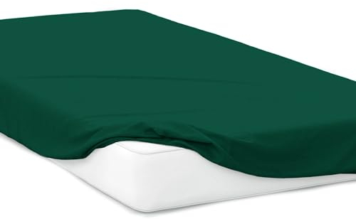 Mixi Trends Spannbettlaken Jersey Spannbetttuch 100% Baumwolle Bettlaken Bettlaken, Größe:140 x 200 cm, Farbe:Dunkelgrün