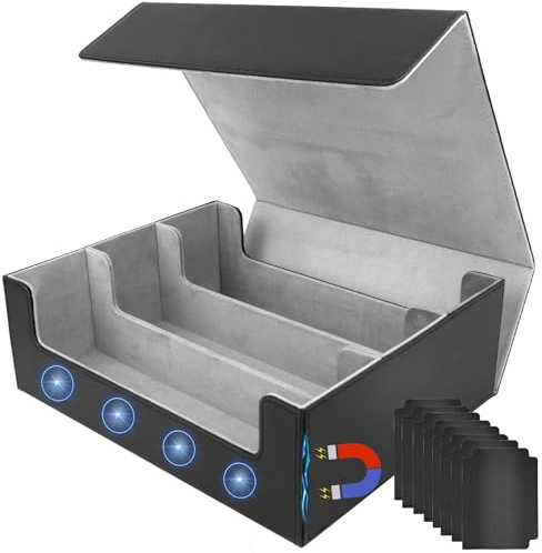 Scatola Porta Carte Lunga, Scatole Porta Carte Collezionabili, Magnetic Scatola di Carte da Collezione per 1800+ MTG Carte, Magnetica Deck Box con 8 Divisori per Carte Collezionabili da Gioco Magic