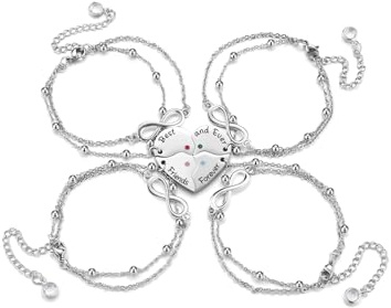 Jovivi Best Friend Bracelet Gifts for Women Girls,Friendship Bracelet for 4,Friendship Gifts,Infinity Heart bff Bracelets for Best Friend Birthday Christmas Gifts For Women Friends
