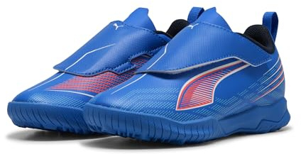 PUMA Unisex Kids Ultra 6 Play V Tt Jr Soccer Shoe, Ultra Blue Puma White Glowing Red, 13 UK