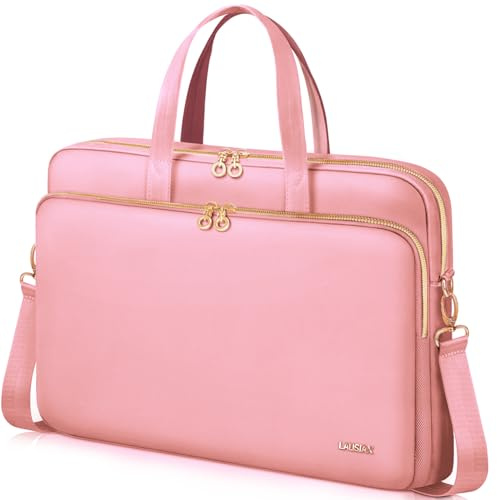 Lausiax 17 17.3 Inch Laptop Case Bag Women Men Compatible with HP OmniBook Envy Omen Pavilion/Dell Inspiron Precision/LG Gram/Yoga ThinkPad, Messenger Carrying Briefcase Computer Bag 18 inch, Pink