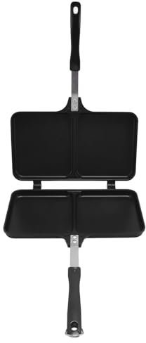 CHEOTIME Padella, Padella a Doppia Faccia, Padella per Panini in Lega di Alluminio Fondo Piatto Antiaderente per Panini per Tostapane Panini per Colazione