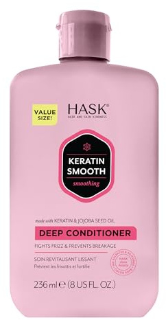 HASK Keratin Smoothing Deep Conditioner Behandlung für alle Haartypen, farbecht, glutenfrei, sulfatfrei, parabenfrei, 1 Flasche mit 236 ml