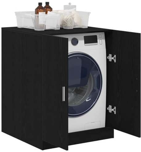 vidaXL Washing Machine Cabinet Black Oak 70.5 x 71.5 x 91.5 cm, Living Room Storage, Modern Utility Cabinet for Washing Machine, Laundry Essentials, Space Saving, Home Improvement Organizing