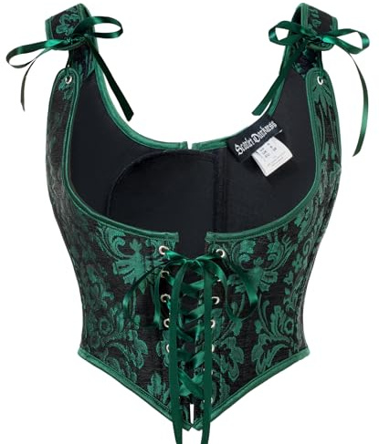 SCARLET DARKNESS Corset Bustier Femme Médiéval Pirate, Jacquard Sous Poitrine à Lacets