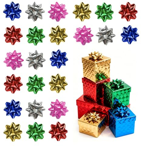 YUSHWENPTY Lazos para Regalo Autoadhesivo, 24 Piezas Lazos Regalo Navidad, 2,5 cm Lazo Regalos Mini, Lazo Decorativos Regalos para Navidad, Boda, Fiesta
