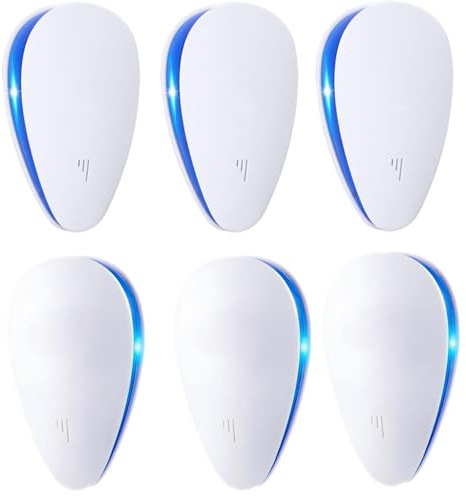 Upgraded 6 Packs Ultrasonic Pest Control Repeller, Electronic Spider Repellent Indoor for Insect Roaches Rodent Ant Bug Mosquito Rat Mouse Repellent Plug in for House Home Kitchen Garage